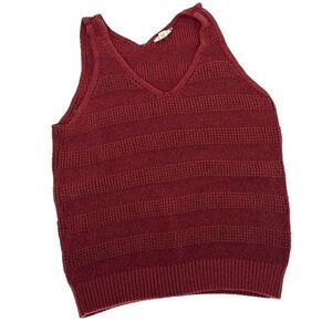 Ana A New Approach Womens Tank Sweater Sleeveless Knit 100% Cotton Large Red Rus